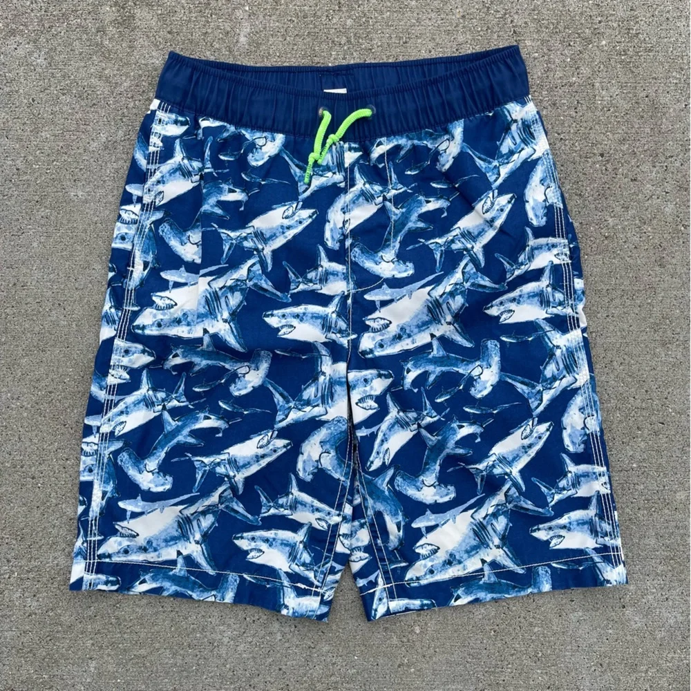 Gap Kids Boys Blue and White Shark Theme Swim Trunks size XL 12